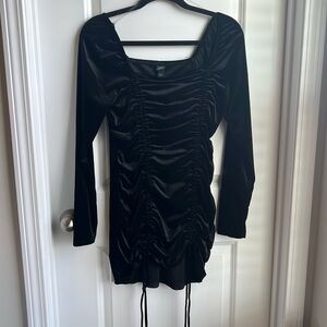Black Velvet Ruched Mini